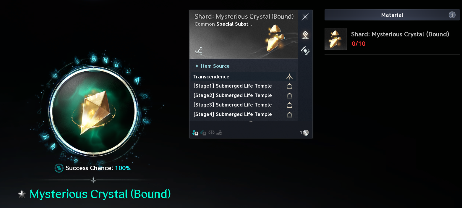 Mysterious Crystal shard morph. The text legend preserves labeled values, colors and source qualifications.