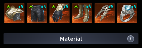 Heroic equipment input yields five fragments each. See the labeled text legend for screenshot values and uncertainties.