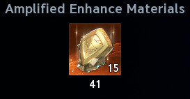 Amplified Enhance material cost crop. See the labeled text legend for screenshot values and uncertainties.