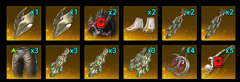Unique gear input fragment yield overlays. See the labeled text legend for screenshot values and uncertainties.